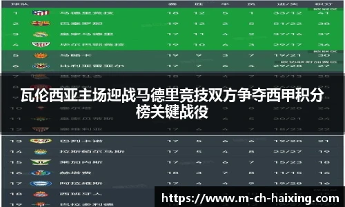 瓦伦西亚主场迎战马德里竞技双方争夺西甲积分榜关键战役